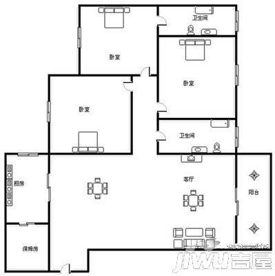 银城佳园3室2厅2卫户型图