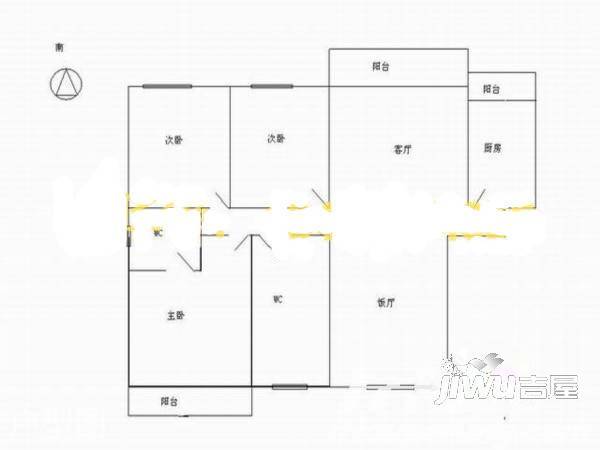 银星花园3室2厅2卫户型图