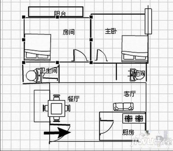 东华苑3室2厅2卫户型图