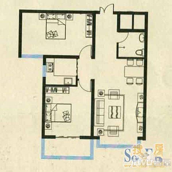 宁宝小区3室2厅1卫户型图