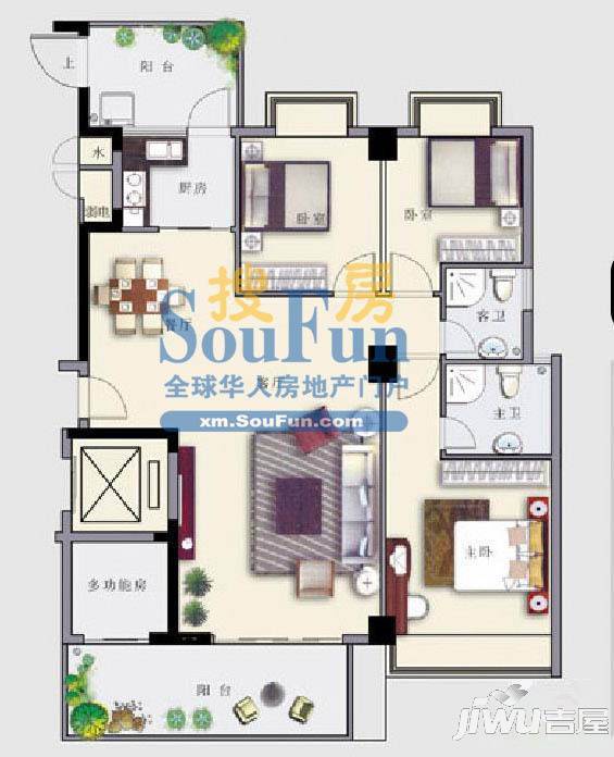 加州海岸水印象4室2厅2卫户型图