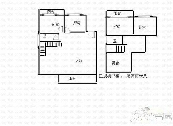 翠湖名珠一期(亚太广场)3室2厅2卫户型图