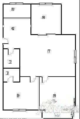 都市恬园2室1厅1卫67㎡户型图