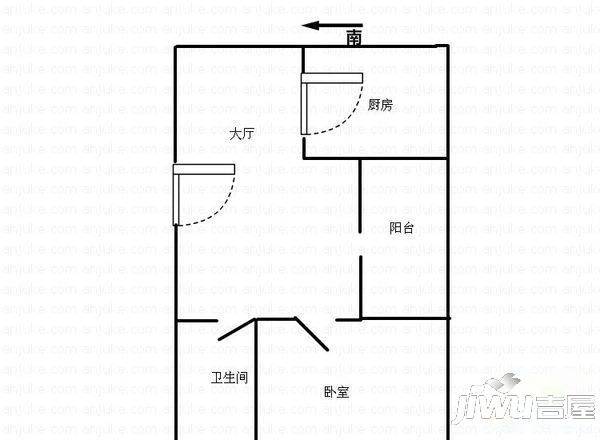 都市恬园2室1厅1卫67㎡户型图