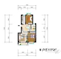 未来海岸系凌波2室2厅1卫95.4㎡户型图