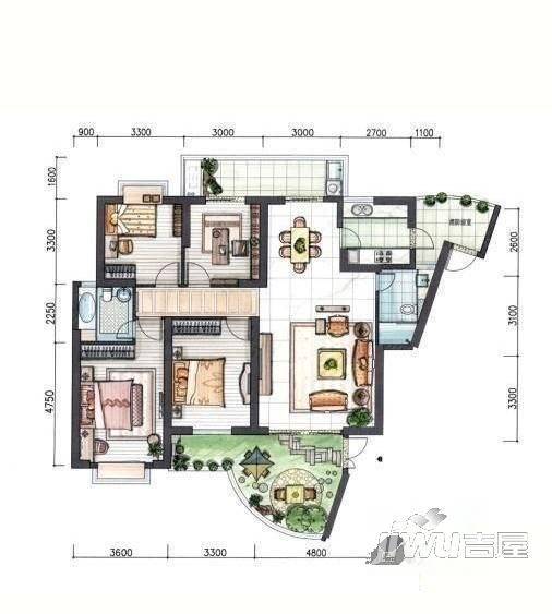 中骏海岸1号3室2厅2卫户型图