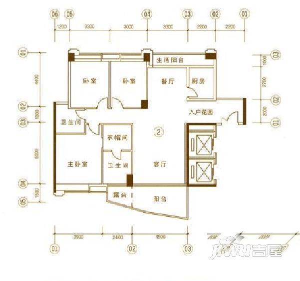 旭日海湾三期1室1厅1卫45㎡户型图