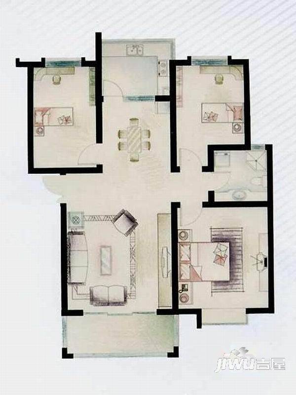 富佳苑3室2厅1卫户型图