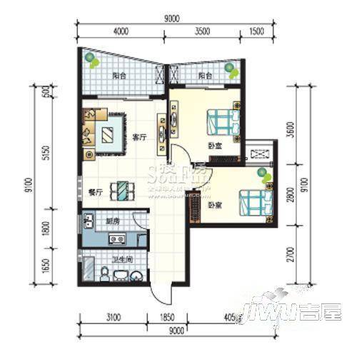 泉舜信宇花园2室0厅0卫户型图