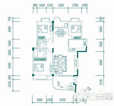 绿苑海景国际3室2厅2卫129㎡户型图