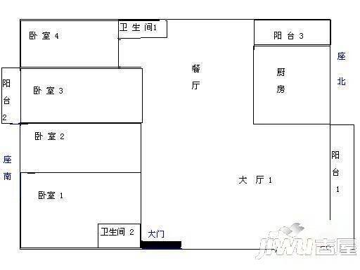 沧龙花园4室2厅2卫户型图