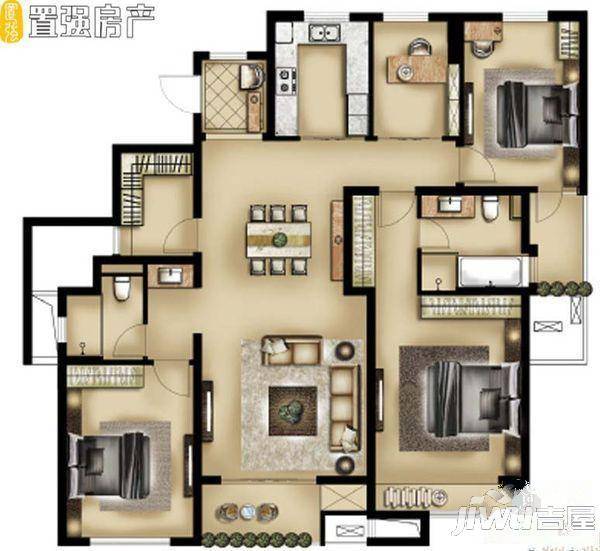 沧龙花园4室2厅2卫户型图