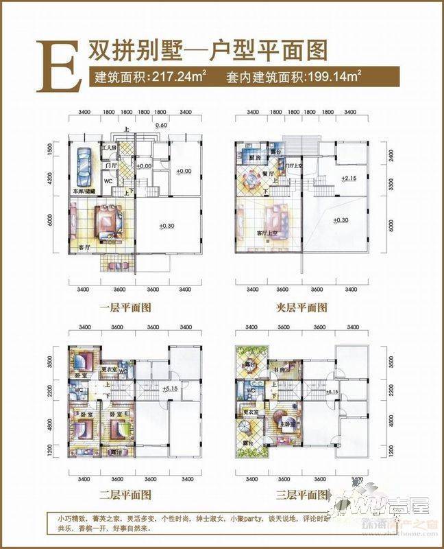 绿苑新城别墅4室3厅3卫户型图