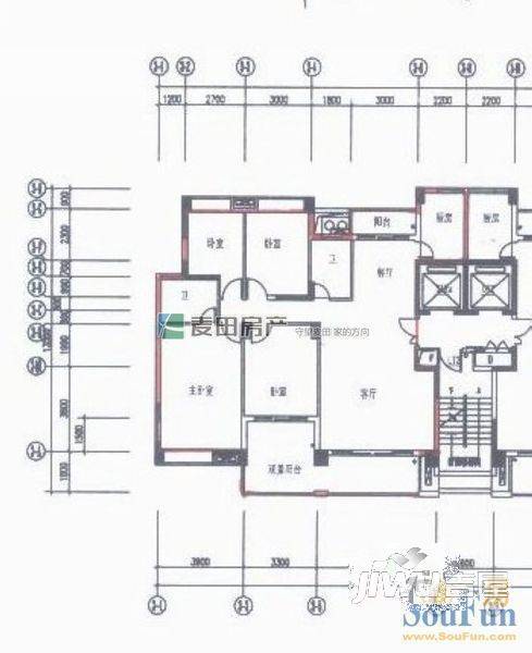 祥庆花园3室2厅2卫110㎡户型图