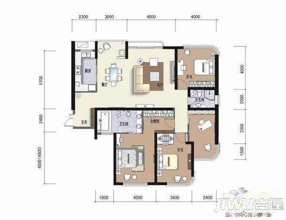 信达大厦2室2厅1卫户型图