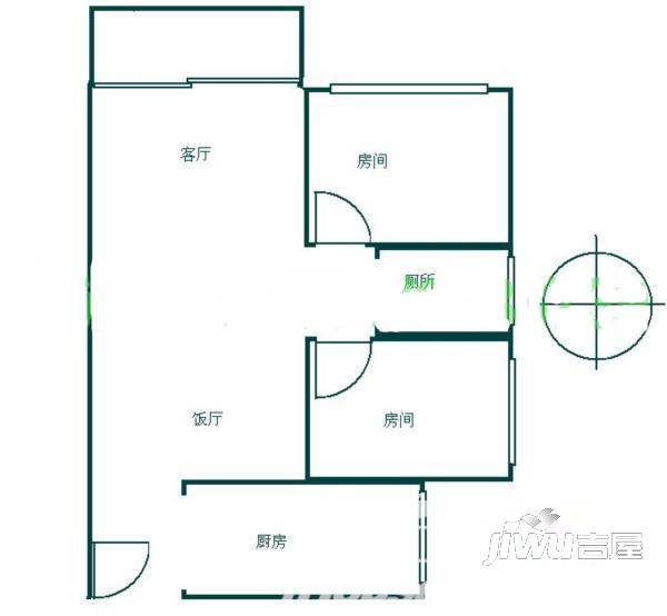 华建大厦3室2厅1卫户型图