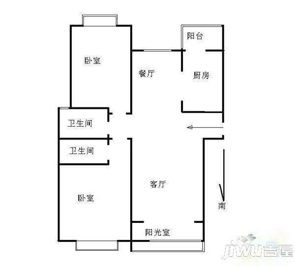 海峡大厦3室2厅1卫户型图