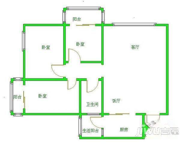 红星瑞景3室2厅1卫户型图