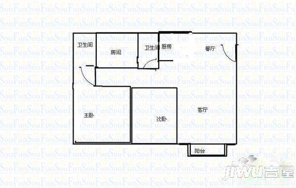 禾祥社区3室2厅1卫户型图