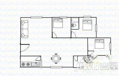 禾祥社区3室2厅1卫户型图