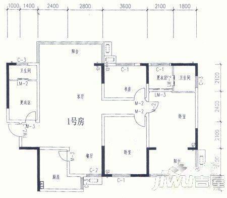 洪文石村3室2厅1卫户型图