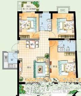 松岳里3室2厅1卫户型图