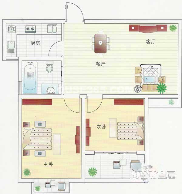 富山花园紫荆苑3室2厅2卫户型图