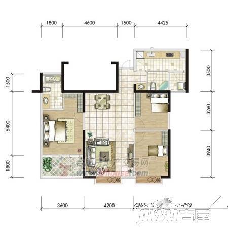 宝龙社区3室2厅1卫户型图