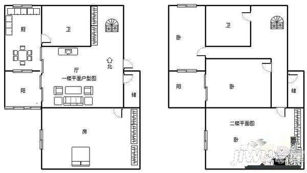 盈翠大厦3室2厅2卫户型图