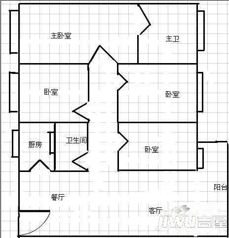 华林花园二期3室2厅2卫122㎡户型图