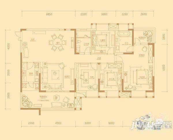 湖光大厦3室2厅1卫户型图