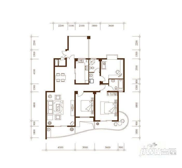 厦大南华路住宅3室2厅2卫户型图