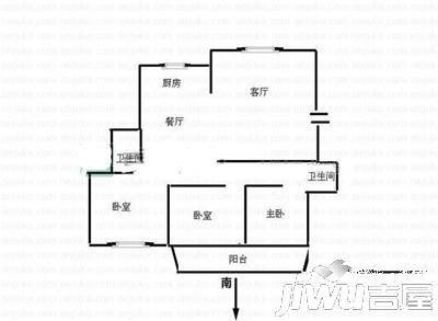 玫瑰园3室2厅1卫户型图