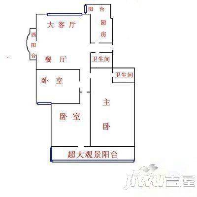 龙辉花园3室2厅2卫户型图