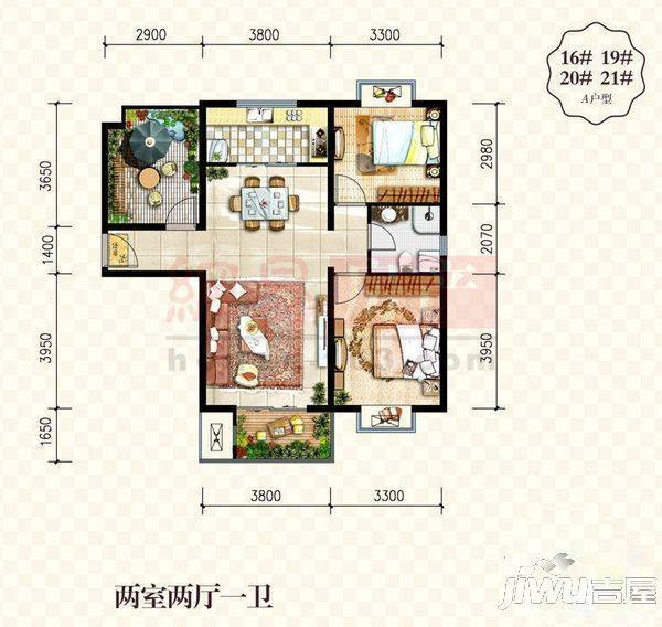 巡司顶社区2室2厅1卫户型图