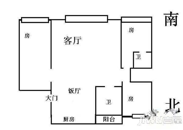 元利花园d区3室0厅0卫户型图