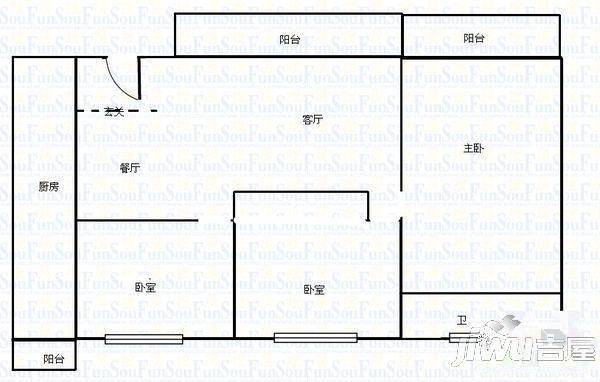 鹭江新城3室2厅1卫户型图
