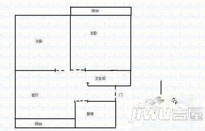 金鸡亭花园2室2厅1卫75㎡户型图