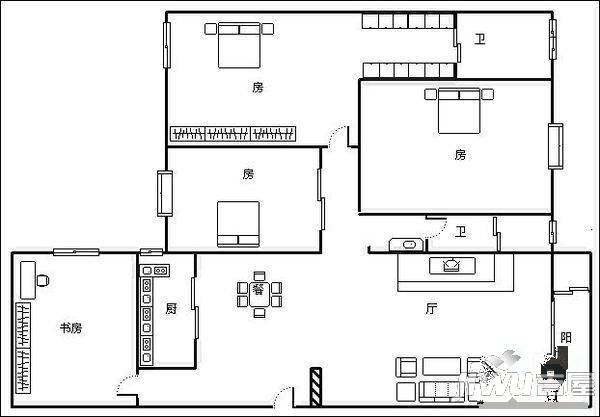 铭爵山庄3室3厅2卫户型图