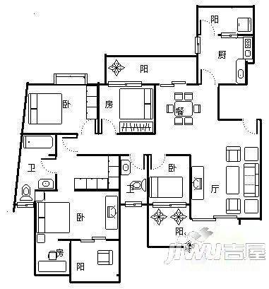 铭爵山庄3室3厅2卫户型图