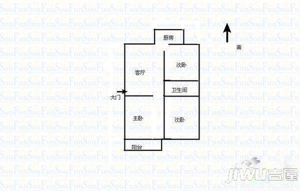 康乐新村二期2室2厅1卫79㎡户型图