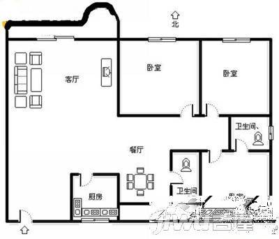 源泉山庄3室2厅1卫户型图