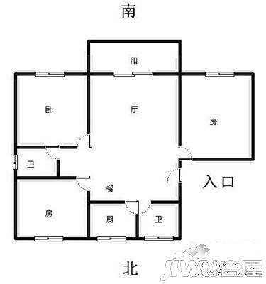 源泉山庄3室2厅1卫户型图