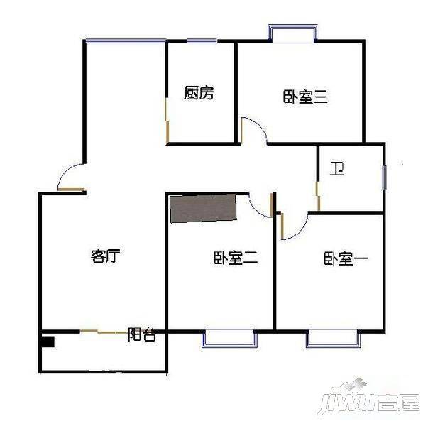 海湾明珠2室2厅1卫户型图