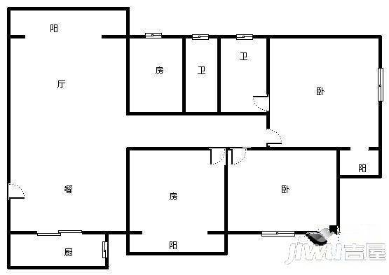 韵园公寓3室2厅1卫户型图