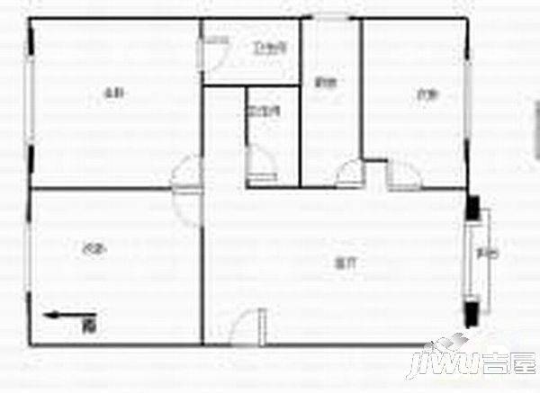 韵园公寓3室2厅1卫户型图