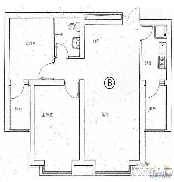 海聚天下3室2厅2卫103㎡户型图