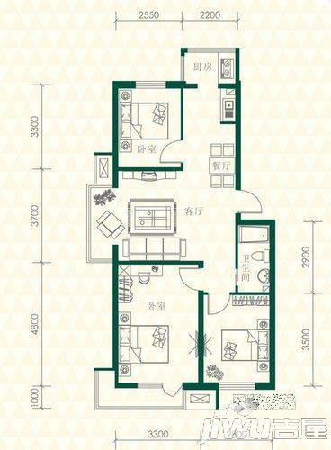 塘荣公寓3室2厅1卫户型图