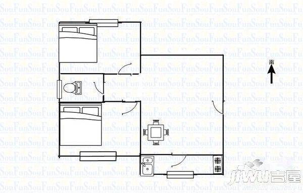 杏信花园2室2厅1卫户型图