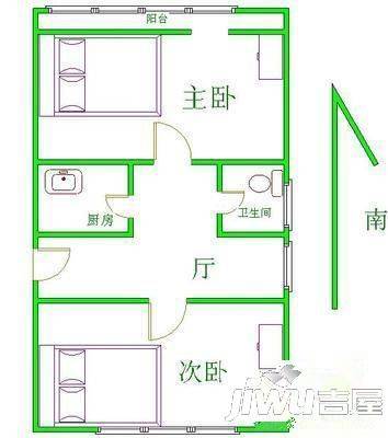 杏信花园2室2厅1卫户型图